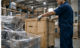 Secure packaging of industrial spare parts for export